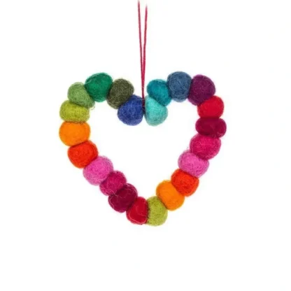 Abbott Ornament - Rainbow PomPom Heart - Little Painter Art | Exploring the Endless Possibilities of Art Online