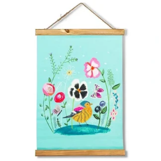 Abbott Scroll Wall Decor - Whimsical Garden with Bird - Little Painter Art | Exploring the Endless Possibilities of Art Shop