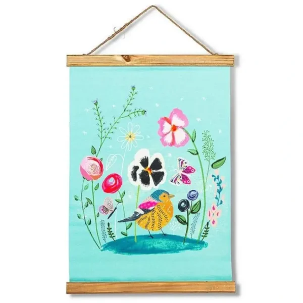 Abbott Scroll Wall Decor - Whimsical Garden with Bird - Little Painter Art | Exploring the Endless Possibilities of Art Shop