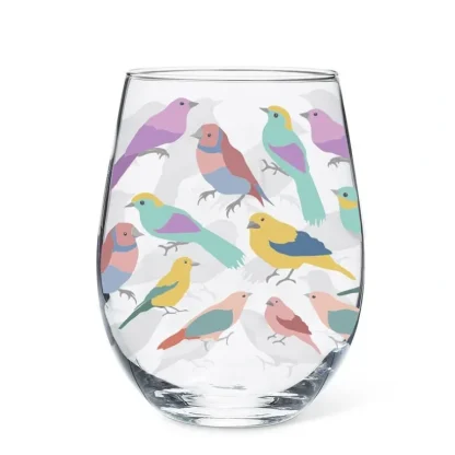 Abbott Stemless Wine Glass - Pastel Birds - Little Painter Art | Exploring the Endless Possibilities of Art Cheap