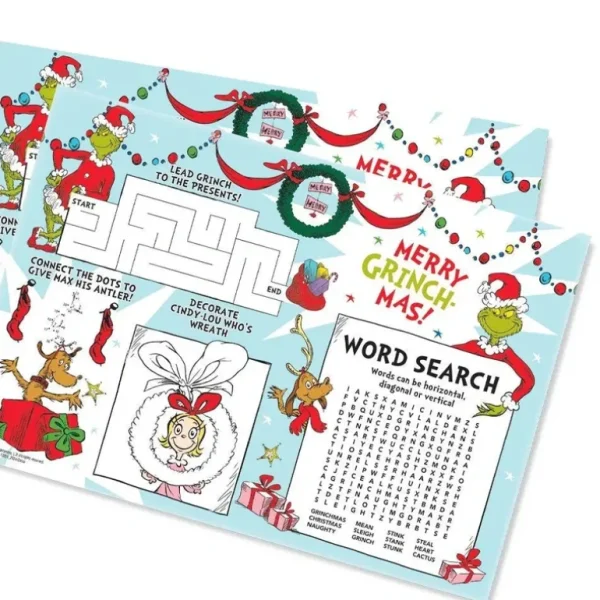 Amscan Grinch Activity Placemat Kit 24pk - Little Painter Art | Exploring the Endless Possibilities of Art Cheap