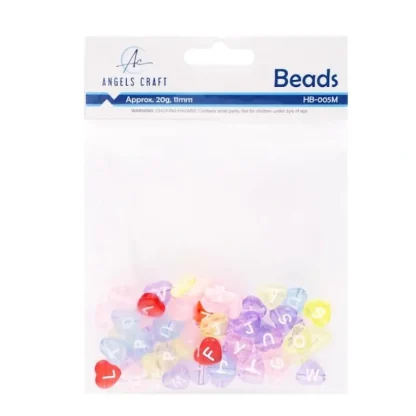 Angels Craft 11mm Beads - Translucent Multi-Coloured Alphabet Hearts - Little Painter Art | Exploring the Endless Possibilities of Art Outlet