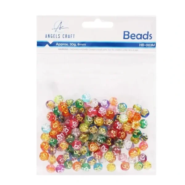 Angels Craft 8mm Beads, Approx 120-ct - Multi-Coloured Rose Engraved - Little Painter Art | Exploring the Endless Possibilities of Art Flash Sale