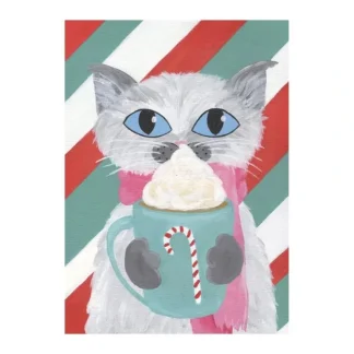 Artists To Watch Christmas Card, Candy Cane Cat - Little Painter Art | Exploring the Endless Possibilities of Art Best