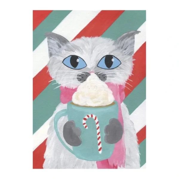 Artists To Watch Christmas Card, Candy Cane Cat - Little Painter Art | Exploring the Endless Possibilities of Art Best