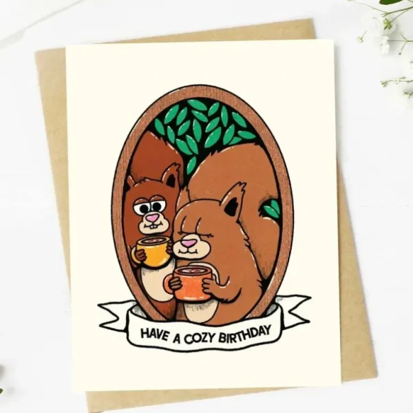 Big Moods Greeting Card - Cozy Birthday Squirrels - Little Painter Art | Exploring the Endless Possibilities of Art Best