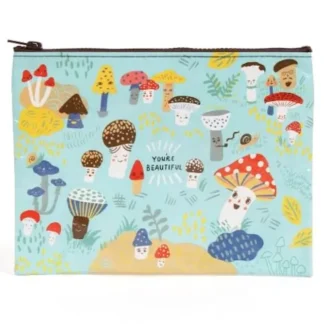 Blue Q Recycled Zipper Pouch - Cute 'Lil Mushrooms - Little Painter Art | Exploring the Endless Possibilities of Art Clearance