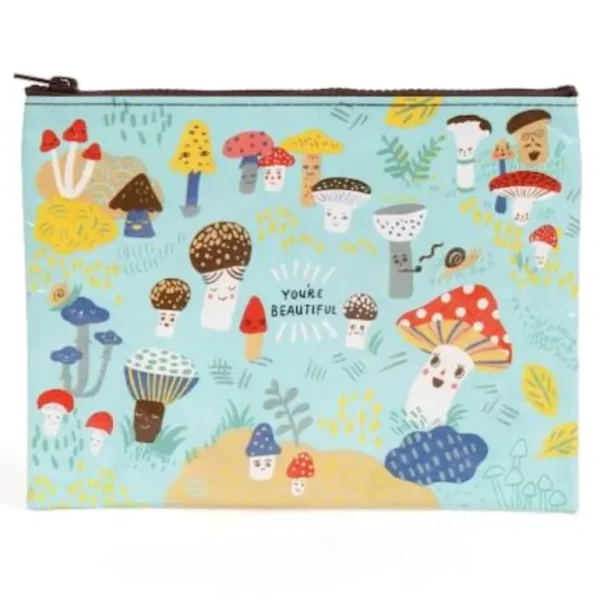 Blue Q Recycled Zipper Pouch - Cute 'Lil Mushrooms - Little Painter Art | Exploring the Endless Possibilities of Art Clearance
