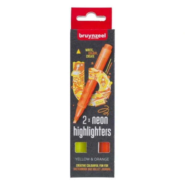 Bruynz Highlighter Set 2pk - Yellow & Orange - Little Painter Art | Exploring the Endless Possibilities of Art Outlet