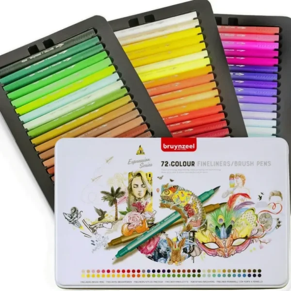 Bruynzeel Twin-Tip Fineliner Brush Pens - Set of 72 - Little Painter Art | Exploring the Endless Possibilities of Art Outlet