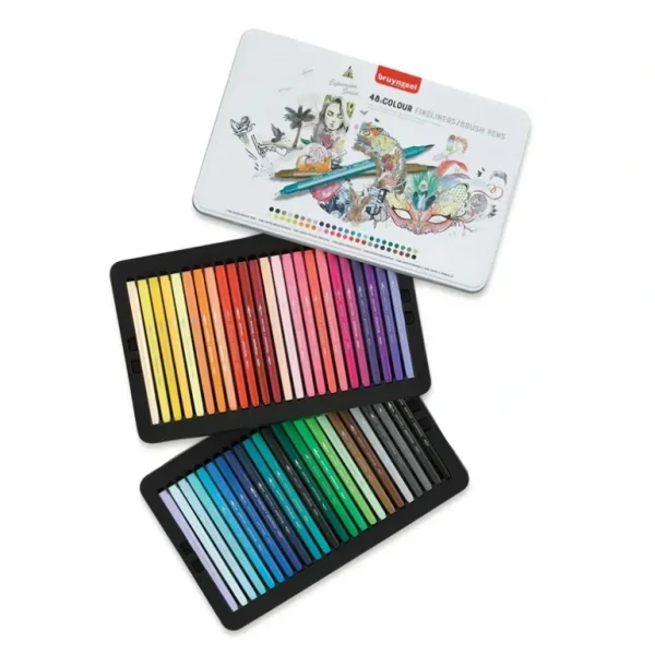 Bruynzeel Twin-Tip Fineliner Brush Pens - Set of 48 - Little Painter Art | Exploring the Endless Possibilities of Art Best