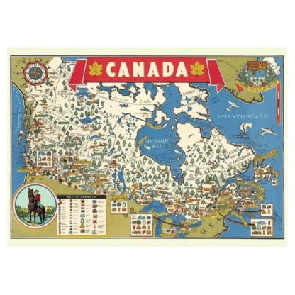 Cavallini Vintage Art Poster - Map of Canada - Little Painter Art | Exploring the Endless Possibilities of Art Cheap