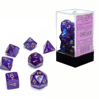 Chessex Borealis 7pc Polyhedral Dice Set - Royal Purple & Gold Luminary - Little Painter Art | Exploring the Endless Possibilities of Art Online