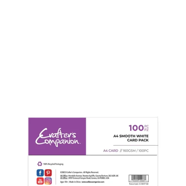 Crafter's Companion - A4 Smooth White Card Pack 160 GSM - 100pc - Little Painter Art | Exploring the Endless Possibilities of Art Best