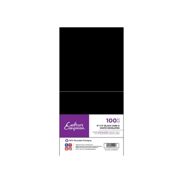 Crafter's Companion 6" x 6" Black Card & White Envelopes - 100 Pc - Little Painter Art | Exploring the Endless Possibilities of Art Flash Sale
