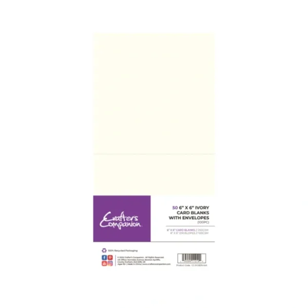 Crafter's Companion 6" x 6" Ivory Card & Envelopes - 100 Pack - Little Painter Art | Exploring the Endless Possibilities of Art Discount