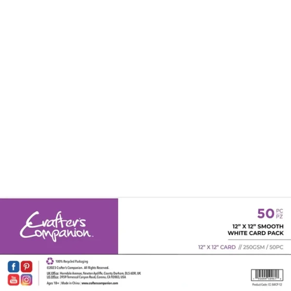 Crafter's Companion 12" x 12" Smooth White Card Pack - 50 Sheets - Little Painter Art | Exploring the Endless Possibilities of Art Fashion
