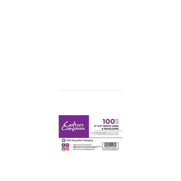 Crafter's Companion 5" x 5" White Card & Envelopes - 100 Pack - Little Painter Art | Exploring the Endless Possibilities of Art Cheap