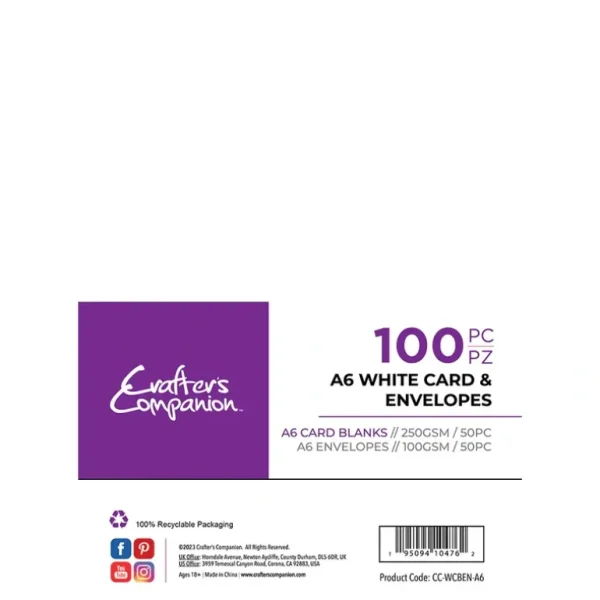 Crafter's Companion A6 White Card & Envelopes - 100 Piece - Little Painter Art | Exploring the Endless Possibilities of Art Best