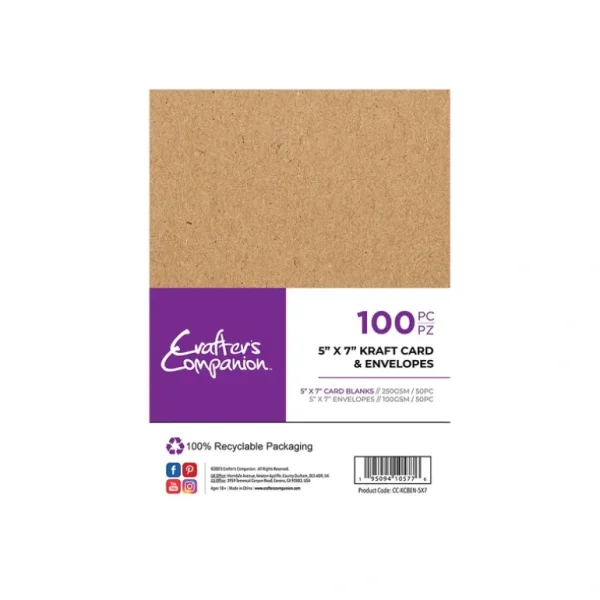 Crafter's Companion 5"x 7" Kraft Card & Envelopes - 100 Piece - Little Painter Art | Exploring the Endless Possibilities of Art Cheap