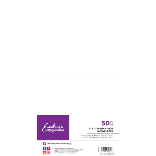 Crafter's Companion 7"x 7" White Card & Envelopes - 50 Piece - Little Painter Art | Exploring the Endless Possibilities of Art Discount