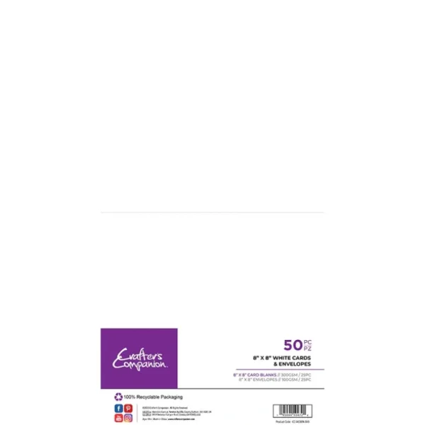 Crafter's Companion 8"x 8" White Card & Envelopes - 50 Piece - Little Painter Art | Exploring the Endless Possibilities of Art Discount