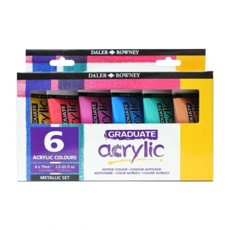 Daler-Rowney Graduate Acrylic Metallic Paints - Set of 6 x 75ml - Little Painter Art | Exploring the Endless Possibilities of Art Outlet