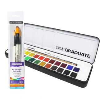 Daler-Rowney Graduate Watercolour Set - 24 Half Pans + FREE Graduate Brush Wallet - Little Painter Art | Exploring the Endless Possibilities of Art Online
