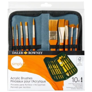 Daler-Rowney Simply 10 Piece Gold Taklon Brush Zip Case - Little Painter Art | Exploring the Endless Possibilities of Art Shop