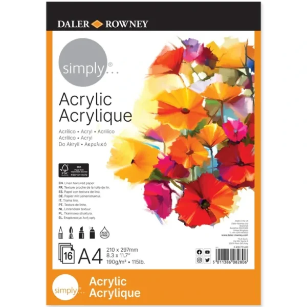 Daler-Rowney Simply Acrylic Paper Pads - Little Painter Art | Exploring the Endless Possibilities of Art A4 Hot