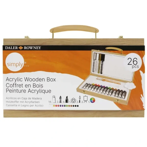 Daler-Rowney Simply Acrylic Wooden Box - 26 pieces - Little Painter Art | Exploring the Endless Possibilities of Art Outlet