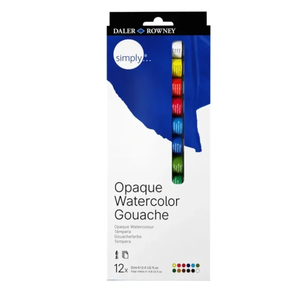 Daler-Rowney Simply Gouache 12 x 12ml Tube Set - Little Painter Art | Exploring the Endless Possibilities of Art Clearance