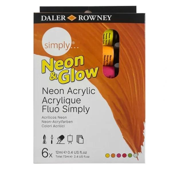 Daler-Rowney Simply Neon Acrylic 6 x 12ml - Neon & Glow - Little Painter Art | Exploring the Endless Possibilities of Art Flash Sale