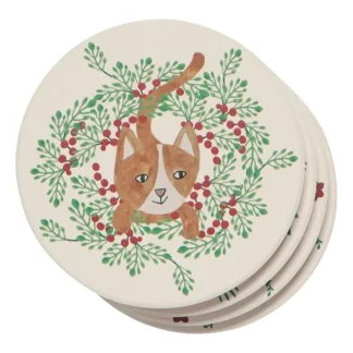 Danica Jubilee Coasters Set of 4 - Meowy Christmas - Little Painter Art | Exploring the Endless Possibilities of Art Cheap