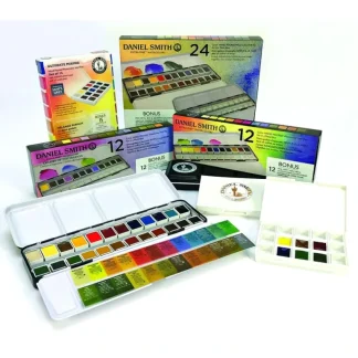DANIEL SMITH Extra Fine Artist's Hand Poured Watercolour Half Pan Sets with A Box - Little Painter Art | Exploring the Endless Possibilities of Art New