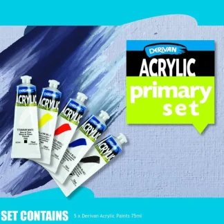 Derivan Artist's Acrylic Paint Primary Set 5X75ml Tubes - Little Painter Art | Exploring the Endless Possibilities of Art PrimarySetof5X75mlTubes Fashion