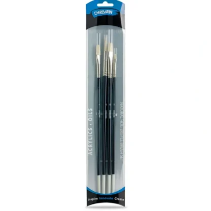 Derivan Professional Long Handle Natural Hog Bristle Brush Set of 4 - Little Painter Art | Exploring the Endless Possibilities of Art Fashion