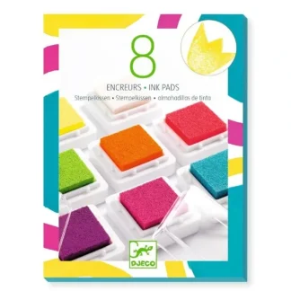 Djeco Stamp Pad 8pk & Cleaner - Pop Colours - Little Painter Art | Exploring the Endless Possibilities of Art Shop