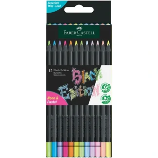 Faber-Castell Black Edition Colour Pencils - Set of 12 Neon and Pastel Colours - Little Painter Art | Exploring the Endless Possibilities of Art Store