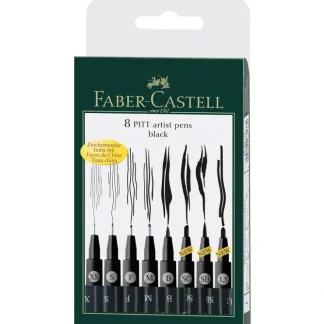 Faber-Castell Fine Pitt Brush Pens - Black - Set of 8 - Little Painter Art | Exploring the Endless Possibilities of Art^ Cheap