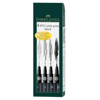 Faber-Castell Pitt Artist Pen Set 4pk Assorted Black - Little Painter Art | Exploring the Endless Possibilities of Art^ Best