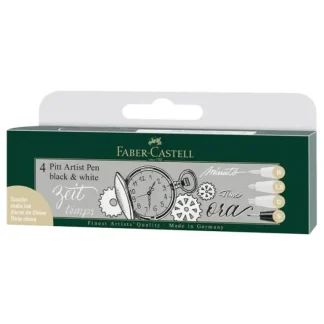 Faber-Castell Pitt Artist Pen Set 4pk Assorted White & Black - Little Painter Art | Exploring the Endless Possibilities of Art Outlet