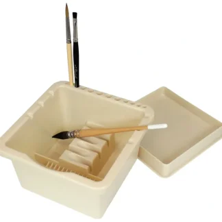 Global Plastic Brush Stand with Basin and Lid - Little Painter Art | Exploring the Endless Possibilities of Art^ Online