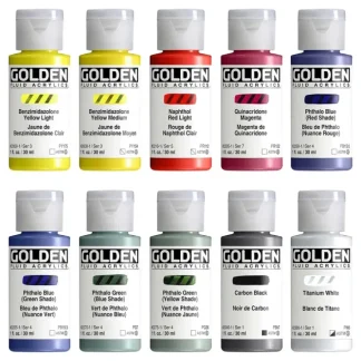 GOLDEN Fluid Acrylic Mixing Set 10 x 30ml - Little Painter Art | Exploring the Endless Possibilities of Art^ Hot