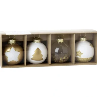 IHR Holiday Placecard Holders 4pk - Gold & White Ornaments - Little Painter Art | Exploring the Endless Possibilities of Art^ Flash Sale