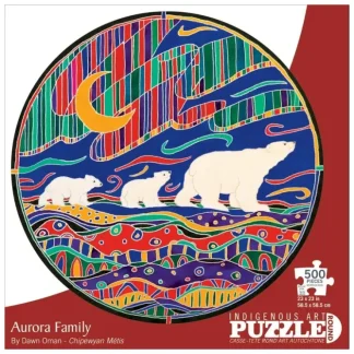 Indigenous Collection 500pc Round Puzzle - Dawn Oman: Aurora Family - Little Painter Art | Exploring the Endless Possibilities of Art^ Cheap