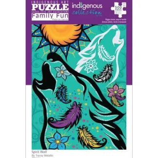 Indigenous Collection 500pc Family Puzzle - Tracey Metallic: Spirit Wolf - Little Painter Art | Exploring the Endless Possibilities of Art^ Best Sale