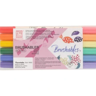 Kuretake Zig Brushables Dual-Tip Brush Markers 6pk Vivid - Little Painter Art | Exploring the Endless Possibilities of Art^ Fashion
