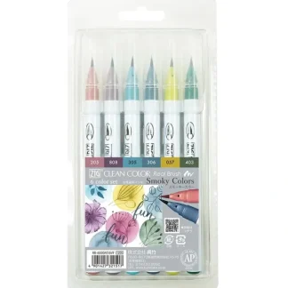 Kuretake Zig Clean Color Real Brush 6pk - Smokey Colours - Little Painter Art | Exploring the Endless Possibilities of Art^ Outlet