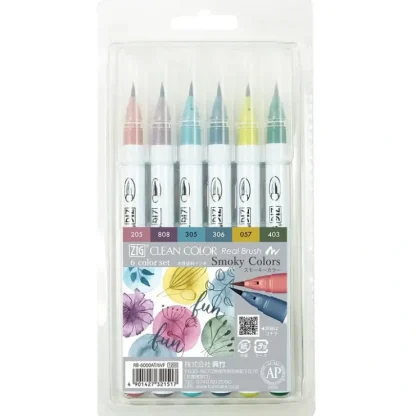 Kuretake Zig Clean Color Real Brush 6pk - Smokey Colours - Little Painter Art | Exploring the Endless Possibilities of Art^ Outlet
